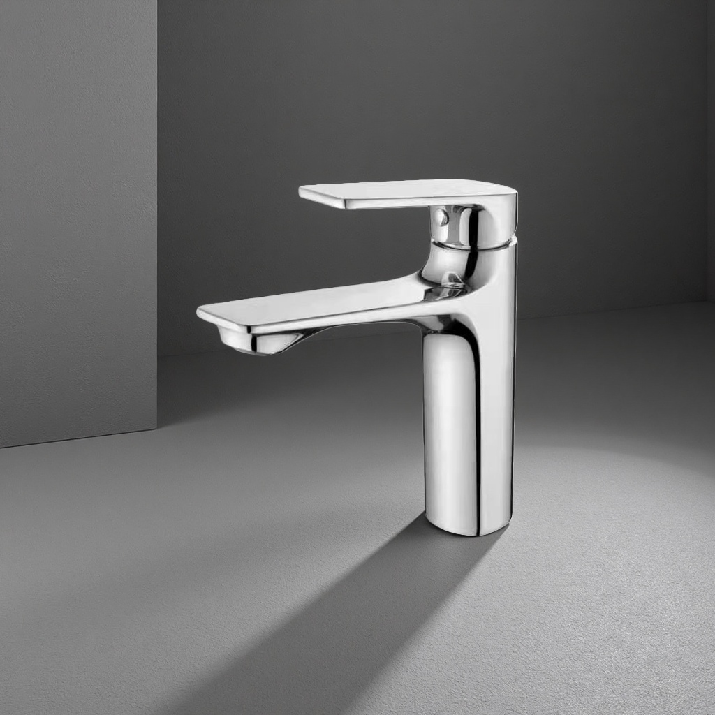 Modern and simple style faucet, all-copper chrome-plated kitchen pull-out hot and cold water faucet