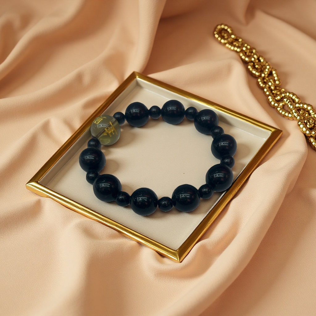 Black agate bead bracelet, natural black agate round bead woven bracelet, daily matching for women Application Scenario