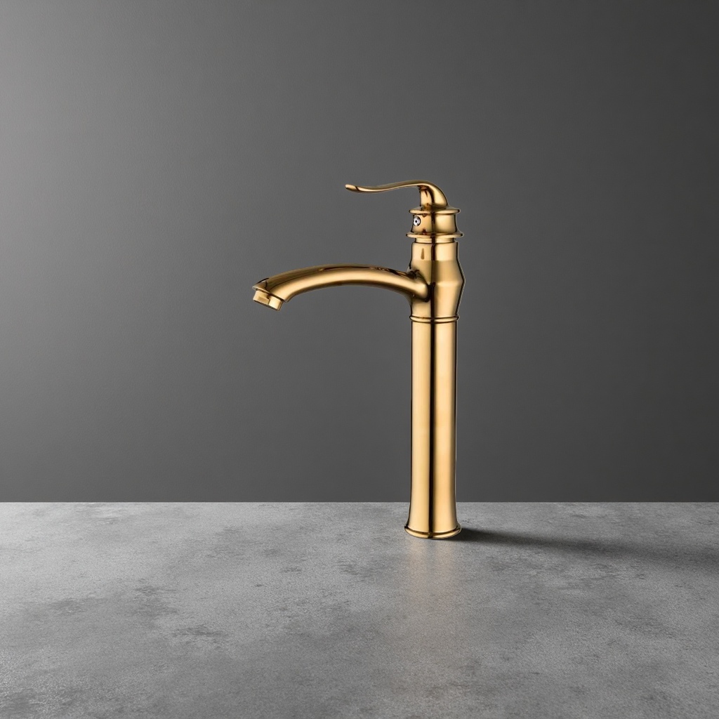 Golden faucet, thickened all-copper and gold-plated kitchen pull-out hot and cold water faucet
