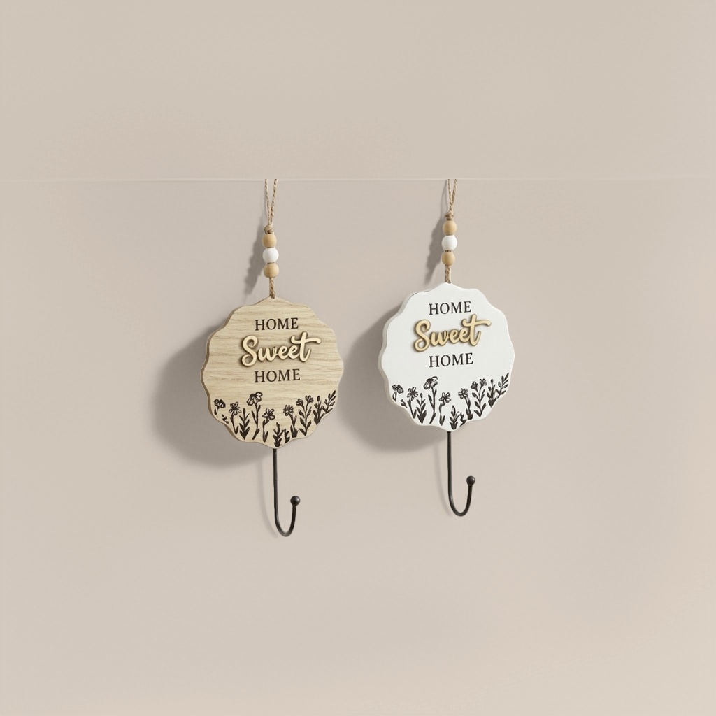 The wooden ceramic decorative hook hanging accessory set is practical and beautiful for Nordic style wall storage Application Scenario