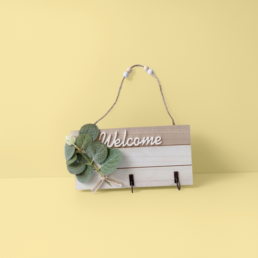 Decorative wooden welcome sign, creative decorative item for home entrance hall, solid wood craftsmanship