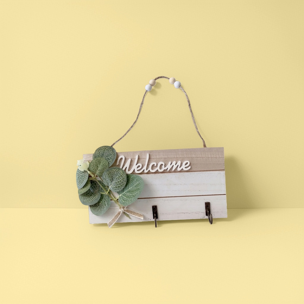 Decorative wooden welcome sign, creative decorative item for home entrance hall, solid wood craftsmanship details Picture