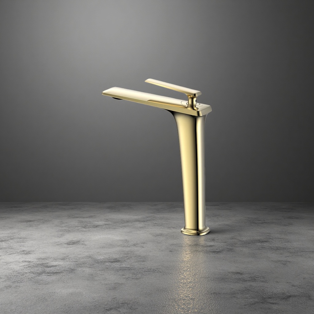 The golden all-copper kitchen faucet is a pull-out cold and hot water faucet that is resistant to scalding and durable details Picture