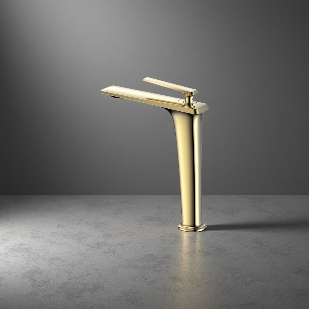 The golden all-copper kitchen faucet is a pull-out cold and hot water faucet that is resistant to scalding and durable Specification image