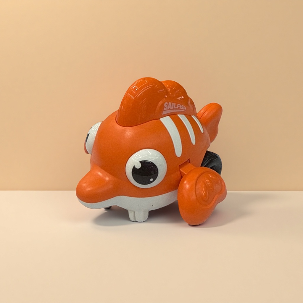 Orange fish-shaped toy car, children's educational swing car Application Scenario