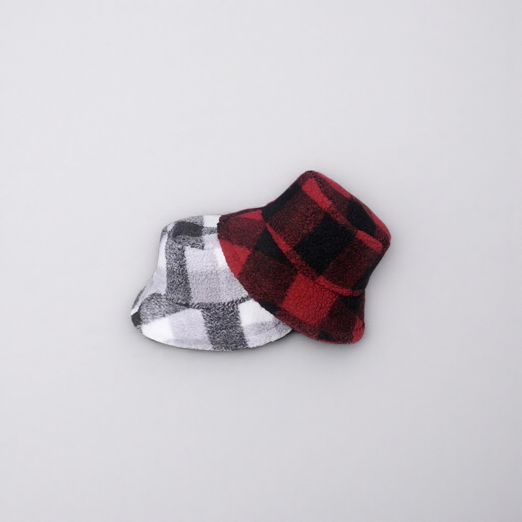 A checkered pattern fisherman's hat for both men and women, a casual sun hat details Picture