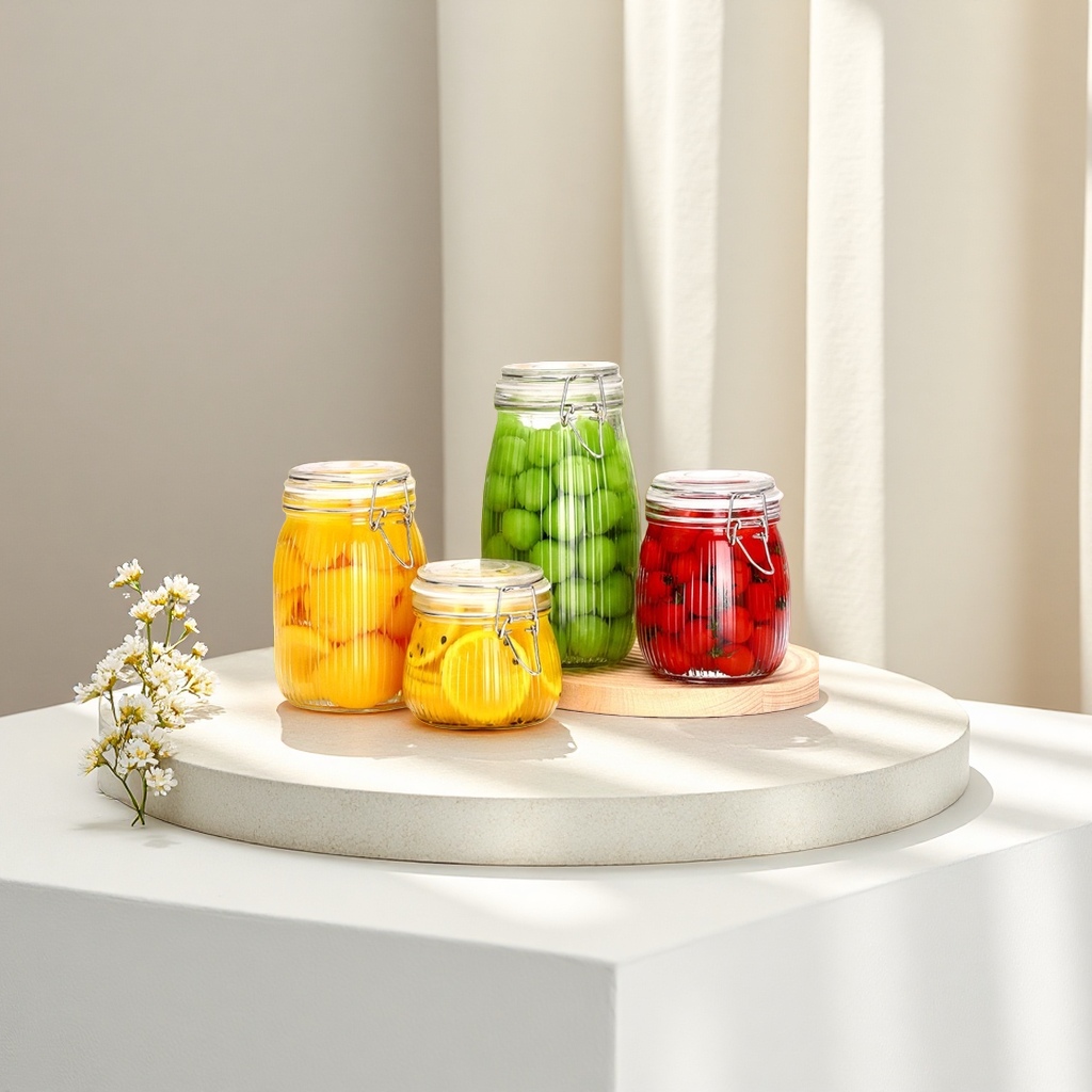 Sealed and fresh-keeping multi-functional snap-on glass jar, moisture-proof and dust-proof food-grade storage jar