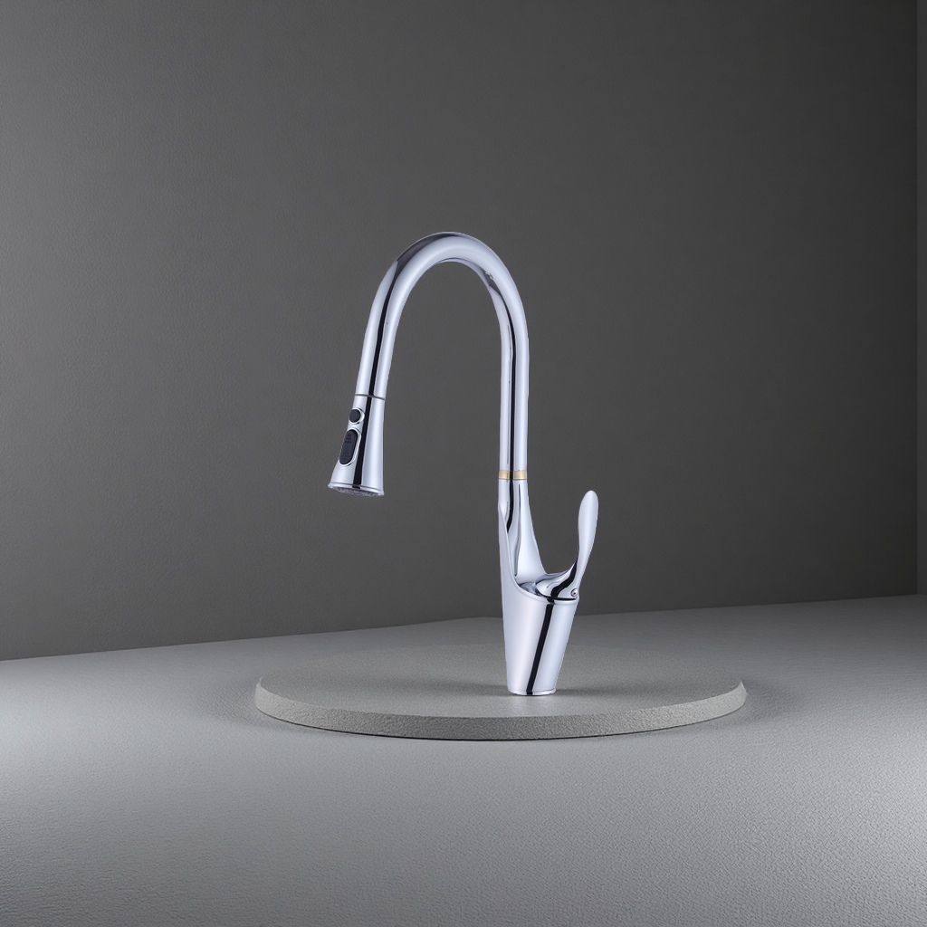 Stainless steel kitchen faucet with pull-out dual control for hot and cold, 360-degree rotation