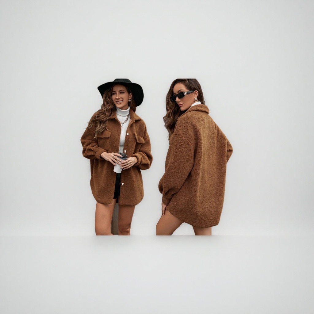 Brown lambskin coat for women, thick and warm, short Korean style, fashionable and versatile for autumn and winter Specification image