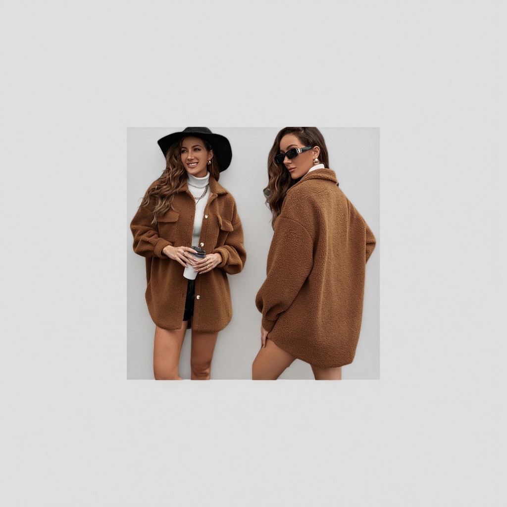 Brown lambskin coat for women, thick and warm, short Korean style, fashionable and versatile for autumn and winter details Picture