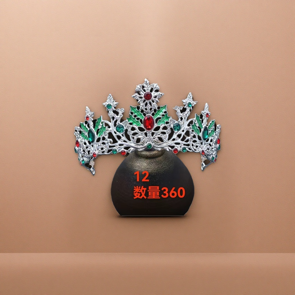 圣诞主题皇冠头饰 闪亮合金材质 节日派对拍照必备细节图