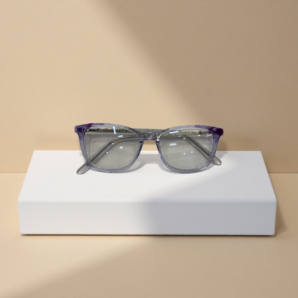 Purple transparent frame optical glasses for myopia, fashionable and lightweight glasses without nose pads Specification image