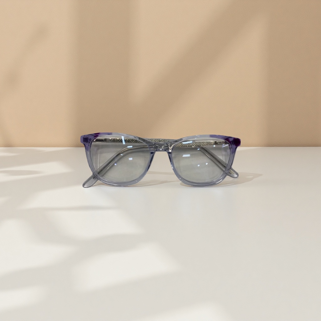 Purple transparent frame optical glasses for myopia, fashionable and lightweight glasses without nose pads