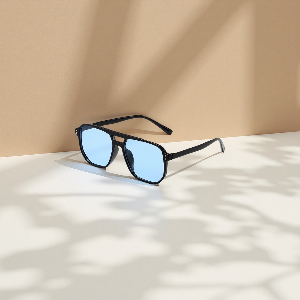 Blue lens black frame sunglasses, fashionable UV-resistant polarized sunglasses