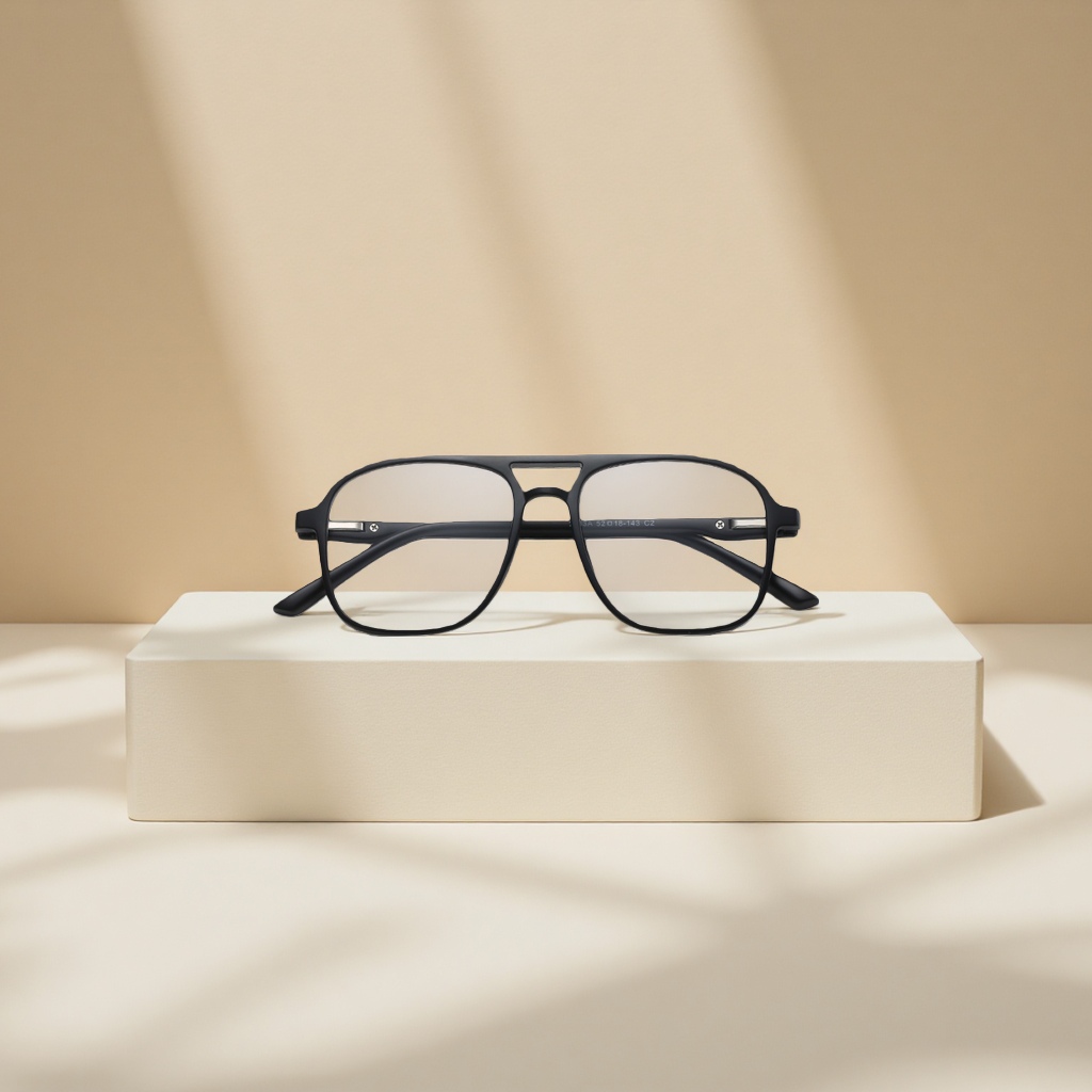 Black frame glasses, metal lightweight myopia frame, fashionable, versatile and all-purpose details Picture