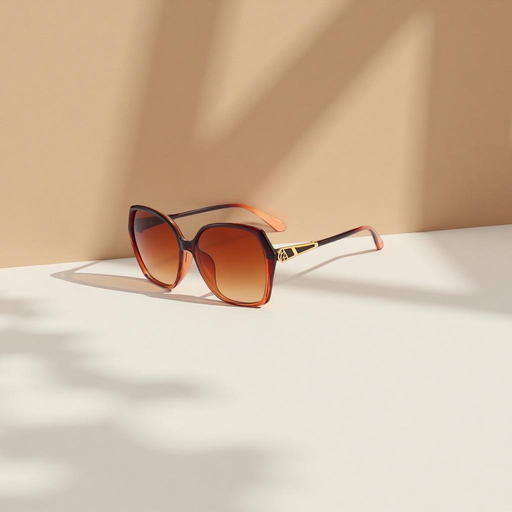 Brown gradient lens sunglasses, fashionable UV-resistant polarized sunglasses