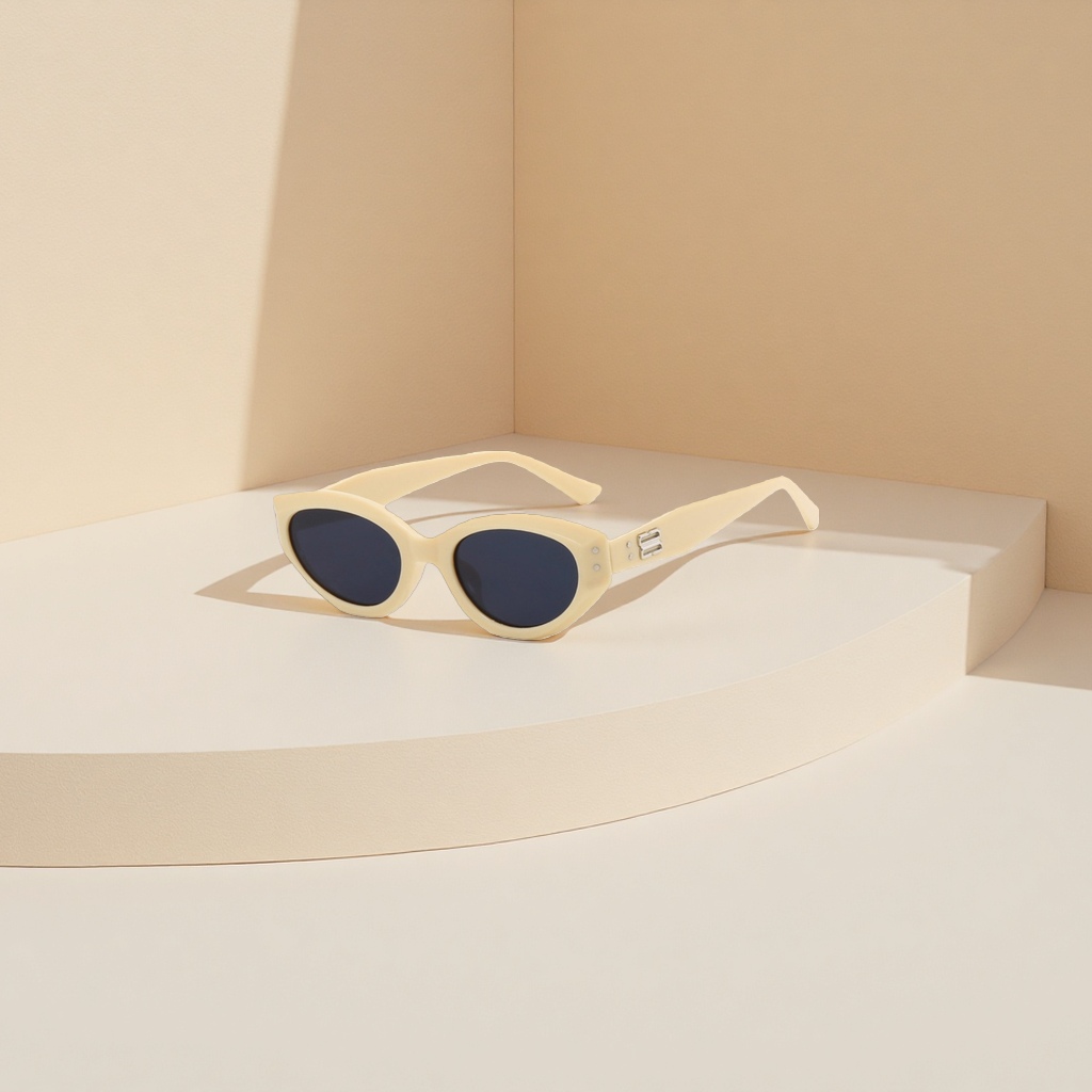 Beige and gray plate sunglasses, fashionable UV-resistant polarized sunglasses details Picture