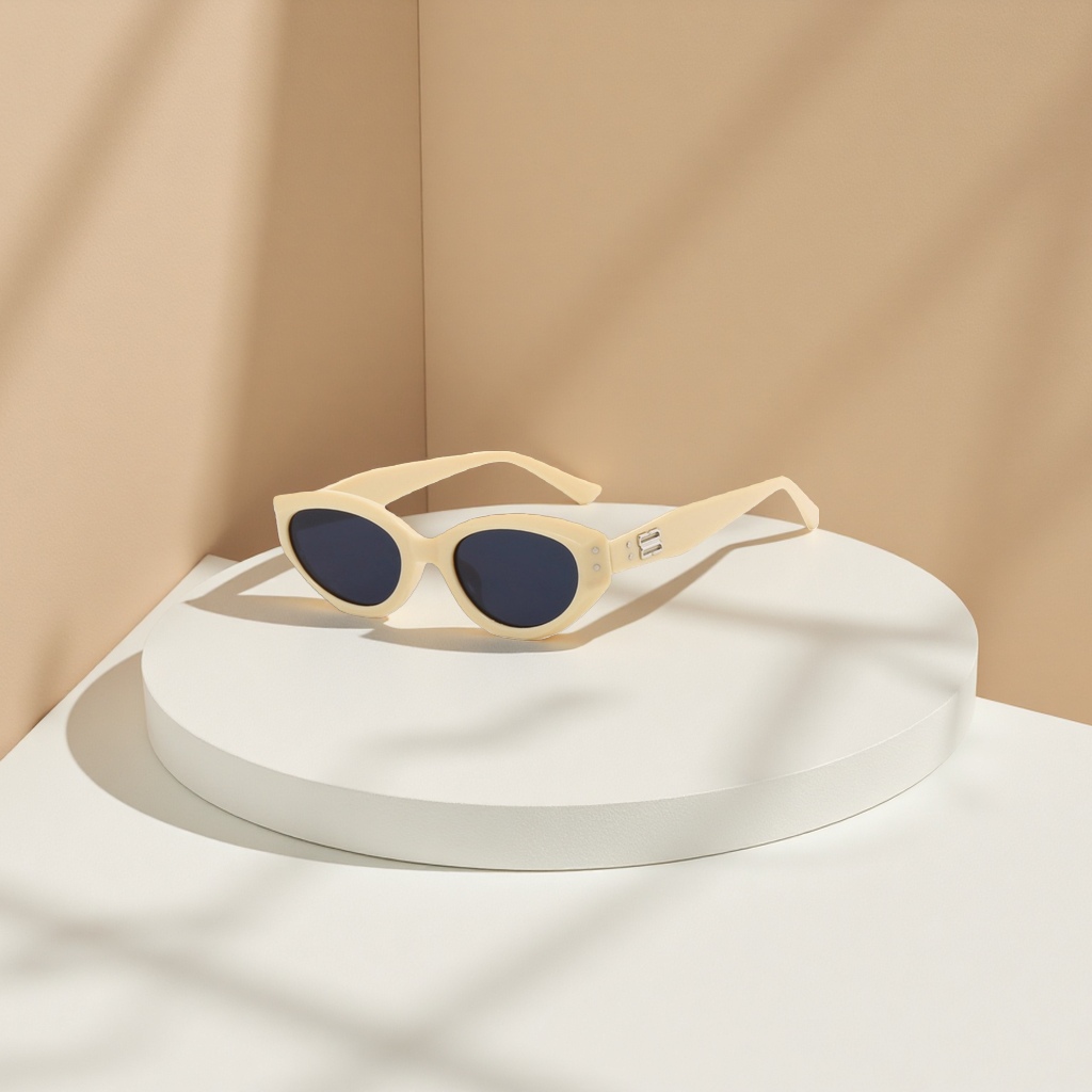 Beige and gray plate sunglasses, fashionable UV-resistant polarized sunglasses