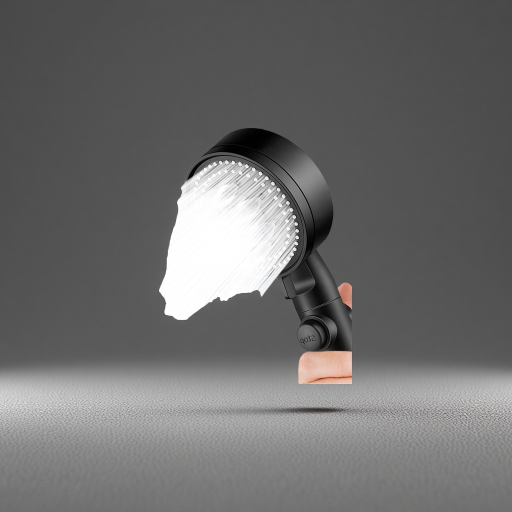 Black high-pressure water-saving, anti-scalding and constant-temperature shower head set details Picture