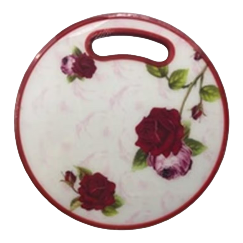 Tabla de cortar redonda con patrón de flores tabla de cortar de cocina de madera para el hogar antideslizante espesado tabla de cocina Item Picture
