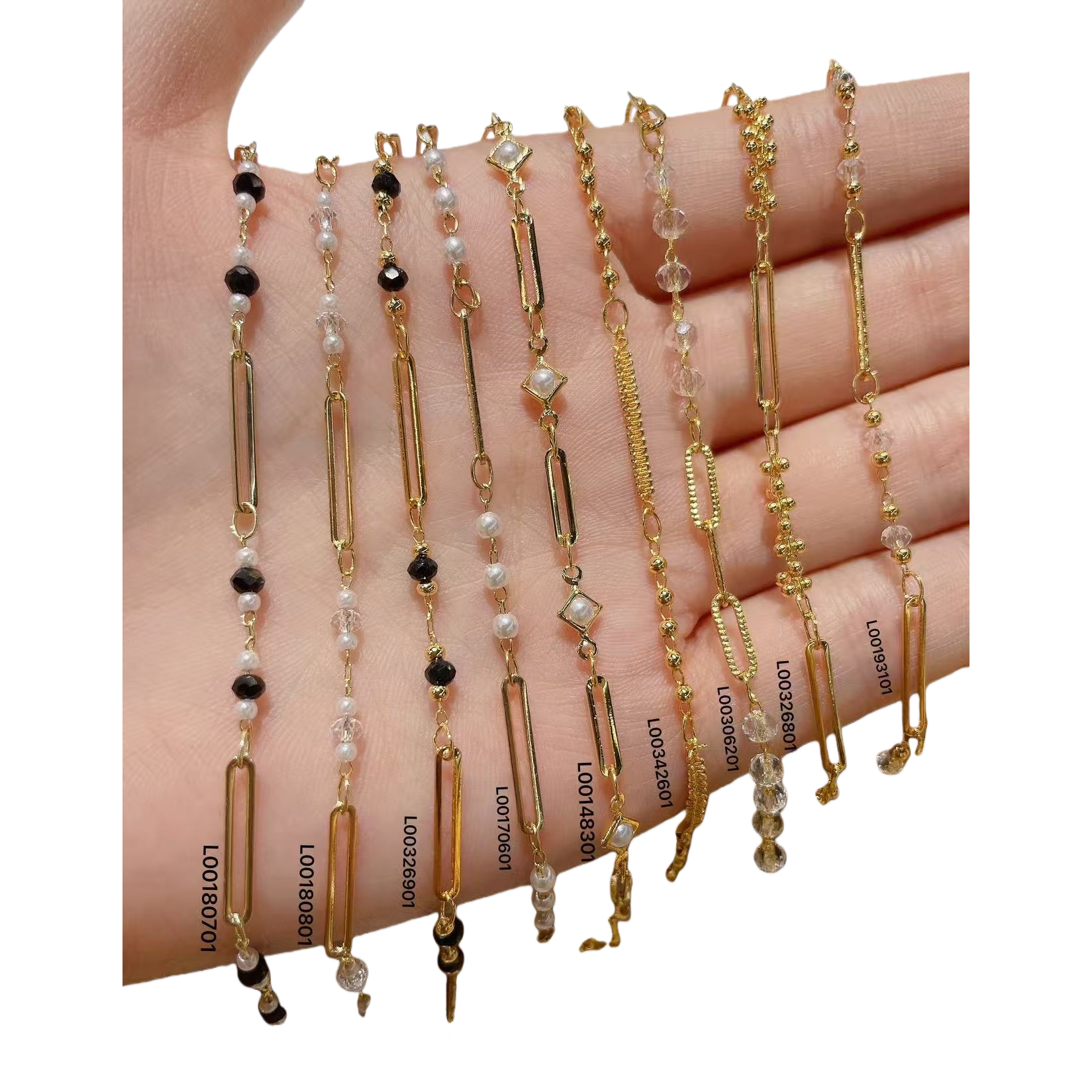 Pendientes de cadena de oro con perlas de cristal cuentas negras varios modelos disponibles Item Picture