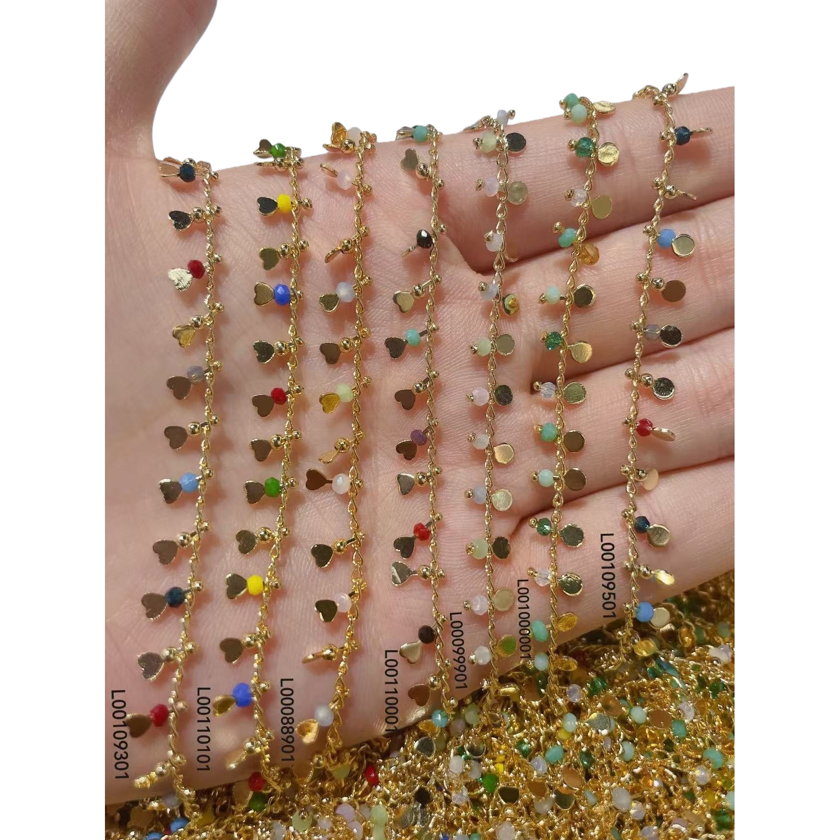 قلادة قلب ملونة، سوار ذهبي، ملونة Item Picture
