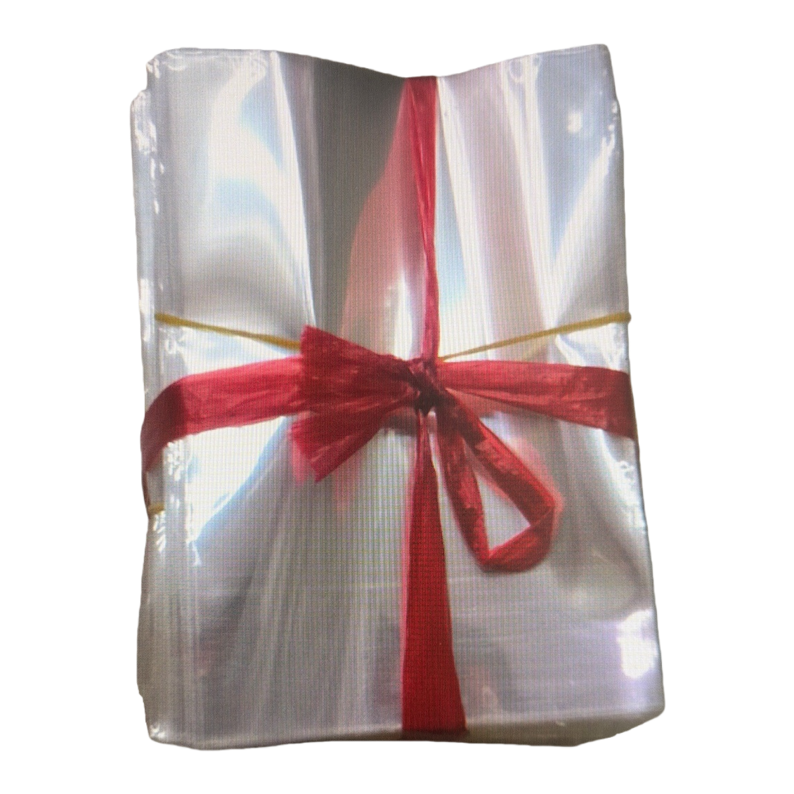 Transparent packaging bag with red ribbon bow gift bag, portable universal style Item Picture