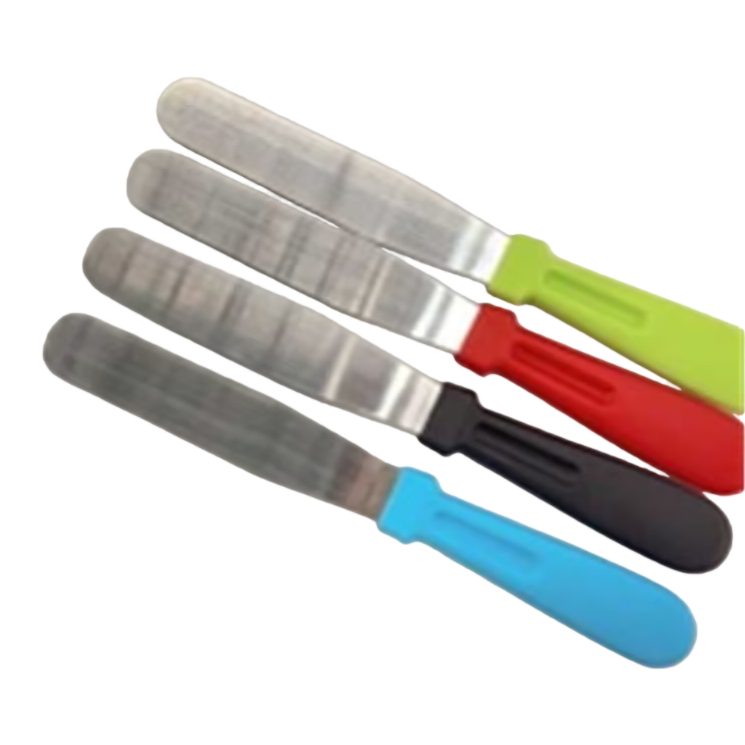 The stainless steel knife set for kitchen use with color handles features an ergonomic anti-slip design Item Picture