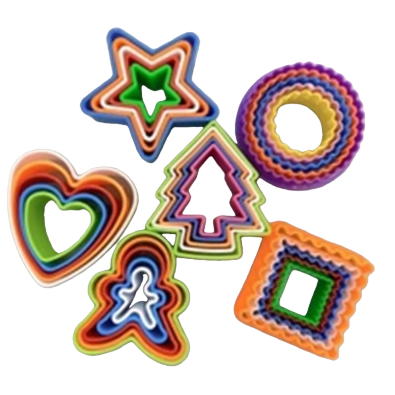 Colorful plastic cookie mold sets with multiple shapes for DIY baking home use Item Picture
