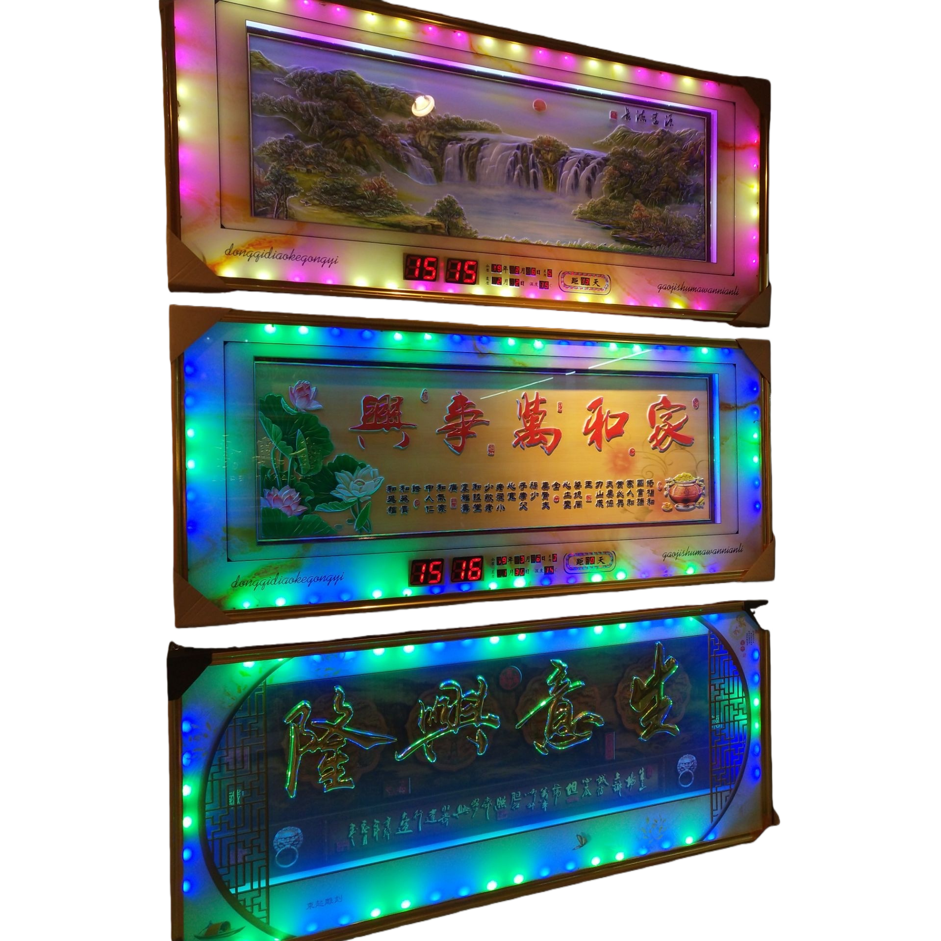 Three luminous Chinese-style decorative paintings, hanging paintings in the living room, bedroom and entrance hall, and new Chinese-style art murals Item Picture
