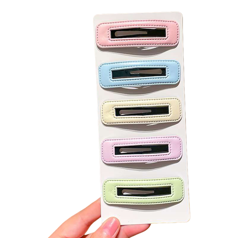 A fashionable and simple hair clip set with a metallic texture and double hair clips Item Picture