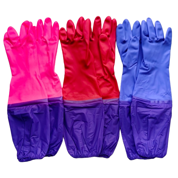 Colored rubber gloves, anti-slip and wear-resistant, thickened household kitchen cleaning and protective gloves Item Picture