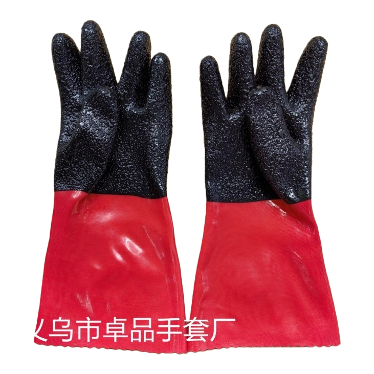 Thick red rubber gloves, anti-slip and wear-resistant, household cleaning labor protection gloves, labor protection supplies rubber gloves Item Picture