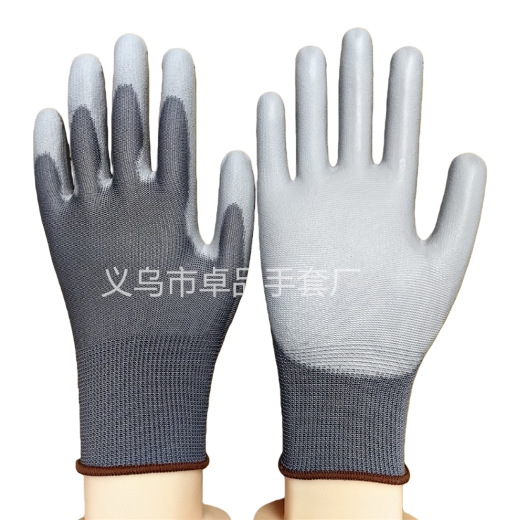 Grey rubber-coated gloves, anti-slip and wear-resistant thickened labor protection gloves Item Picture