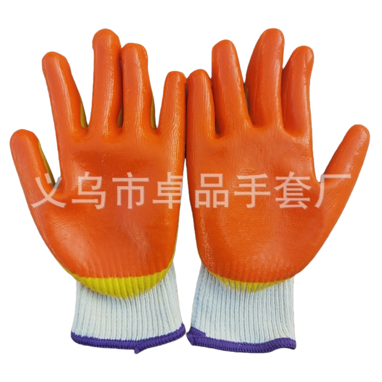 Two-color impregnated anti-slip and wear-resistant labor protection gloves, thickened palm protection industrial gloves, labor protection gloves Item Picture