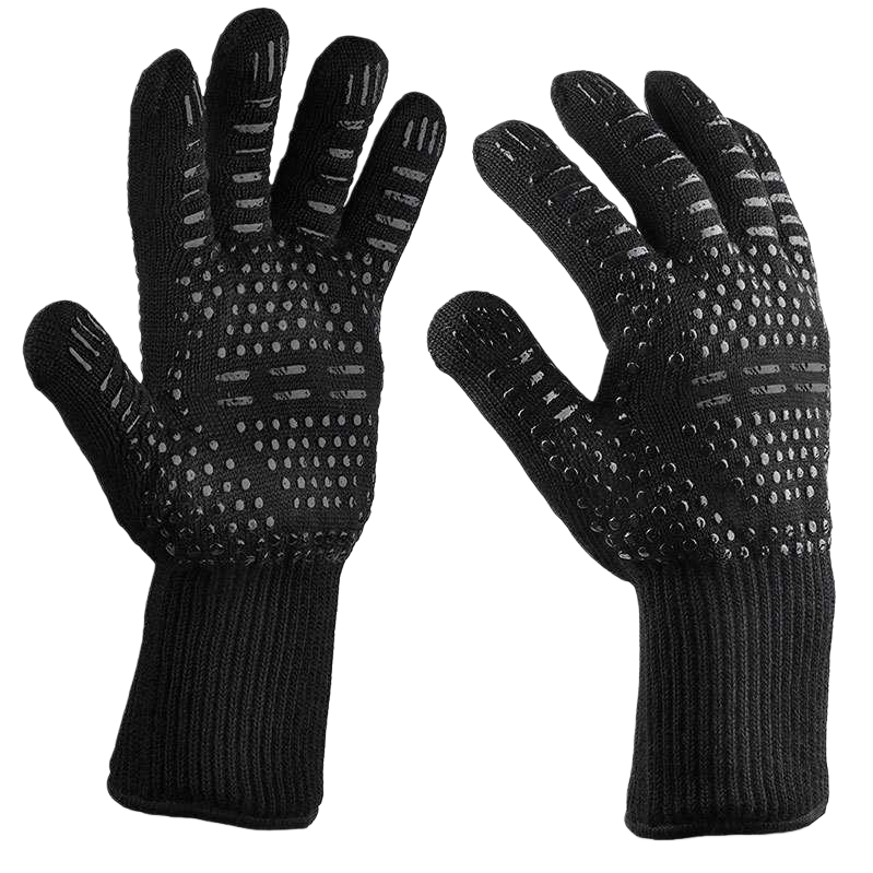 Black heat-resistant gloves, heat-resistant and scald resistant, specially designed for kitchen baking and barbecuing Item Picture
