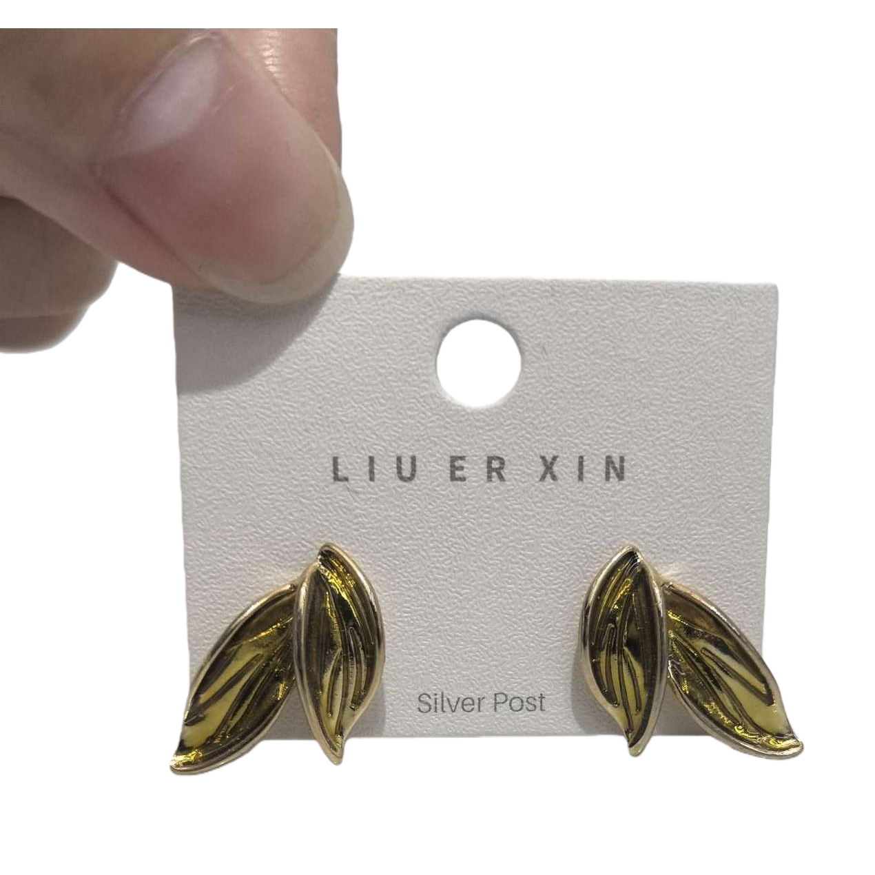 Golden leaf-shaped stud earrings are fashionable, simple and light luxury earrings Item Picture