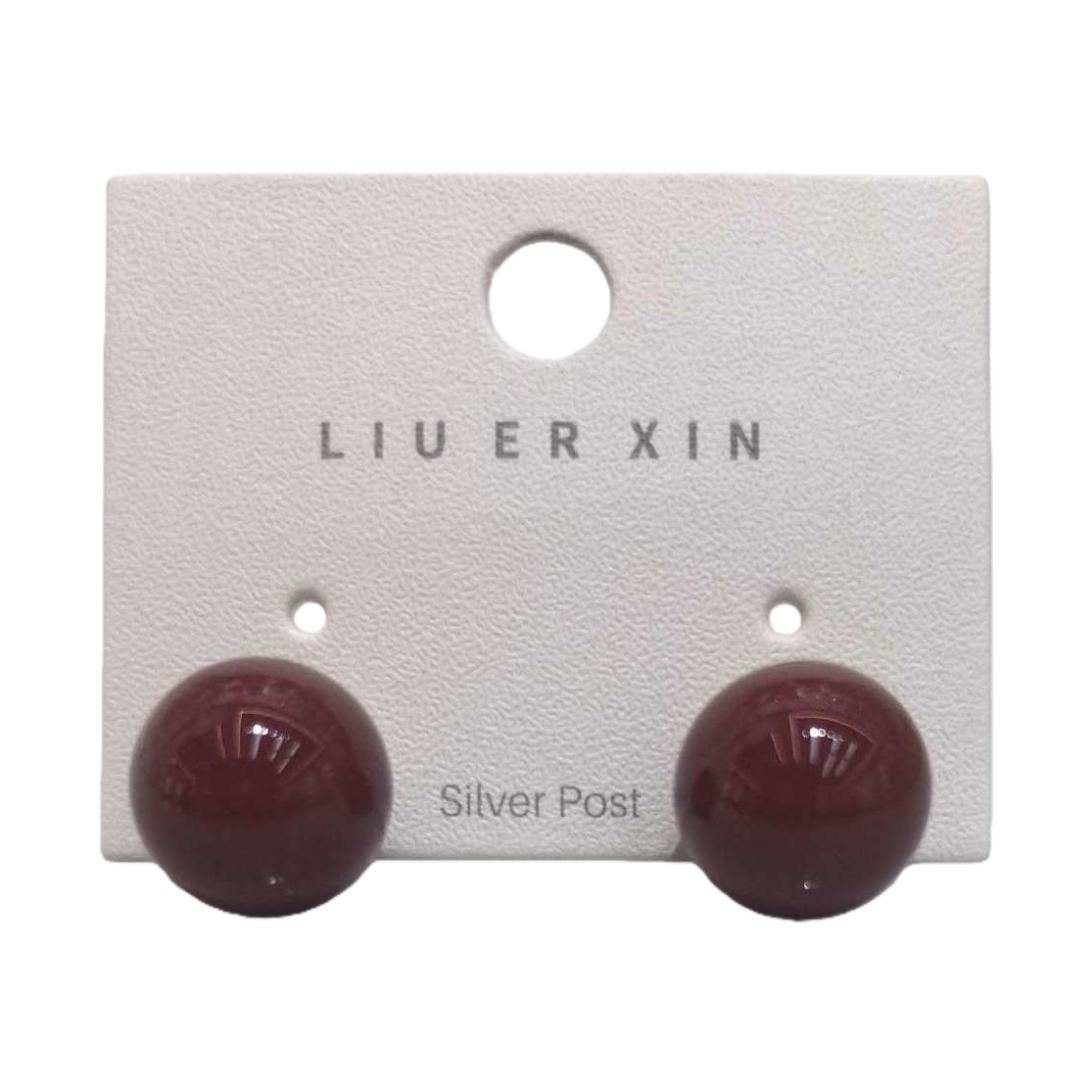 Deep red round stud earrings are fashionable, simple and versatile earrings Item Picture