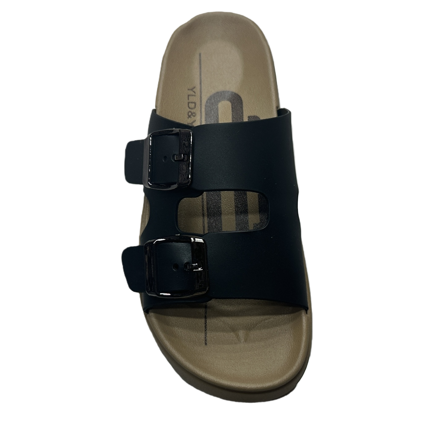 Black double-buckle sandals for women, summer breathable, anti-slip, flat and casual Item Picture