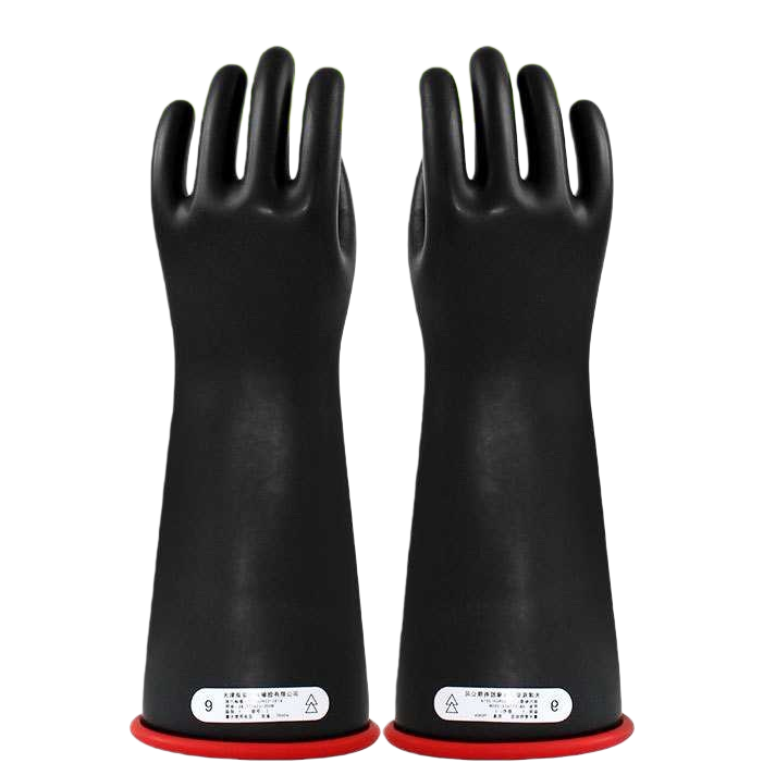 Black latex insulating gloves for high-voltage protection and electrical work, insulation class 00 Item Picture