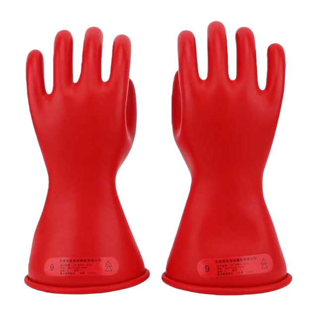 Red insulating gloves made of rubber, acid and alkali resistant, anti-slip and wear-resistant, specially designed for electricians Item Picture