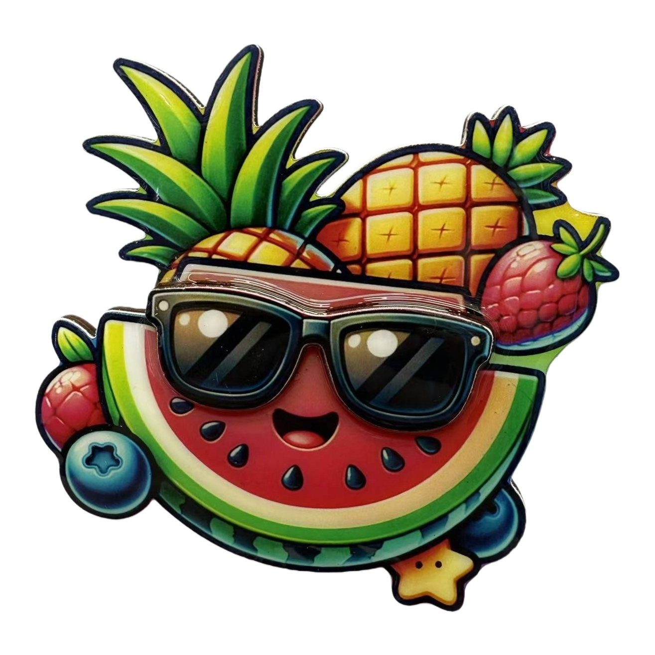 Cartoon fruit pattern watermelon, pineapple, strawberry, blueberry, star fridge magnet Item Picture
