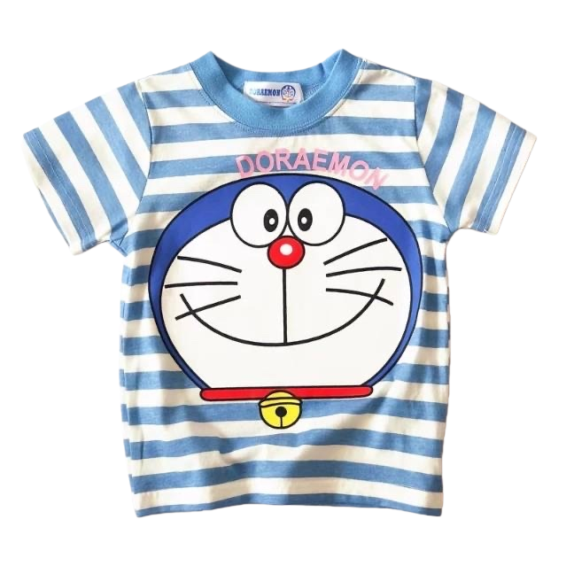Doraemon cartoon pattern pure cotton short-sleeved T-shirt for both men and women, casual top Item Picture