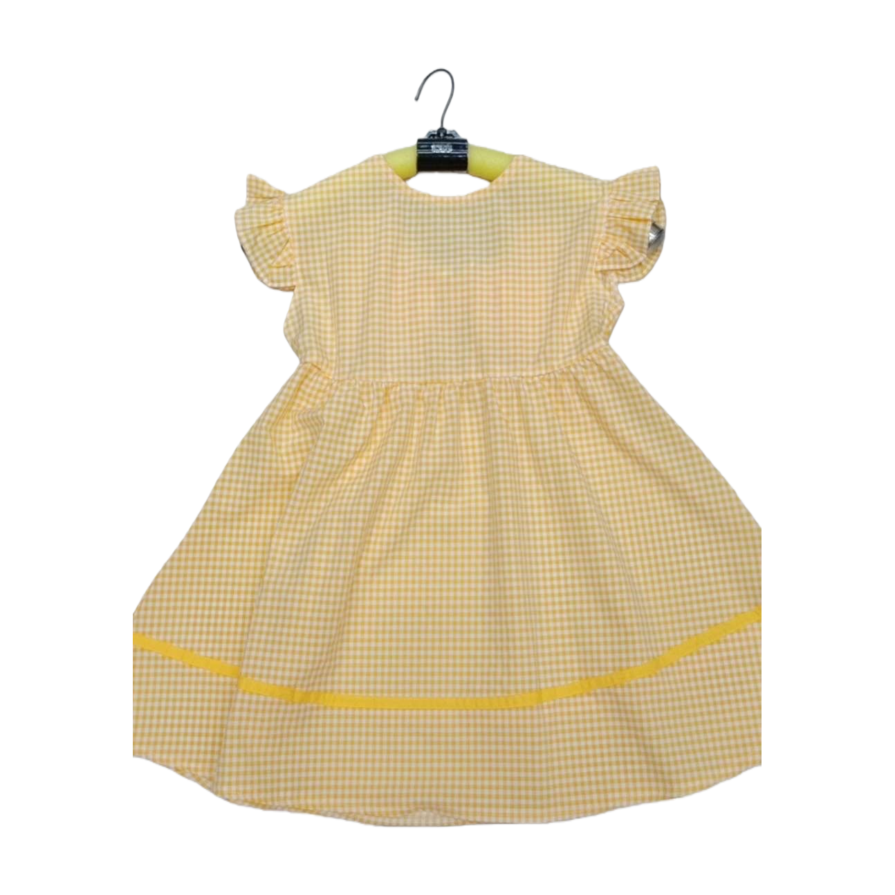A new yellow checkered dress for women's summer, slimming and form-fitting A-line dress Item Picture