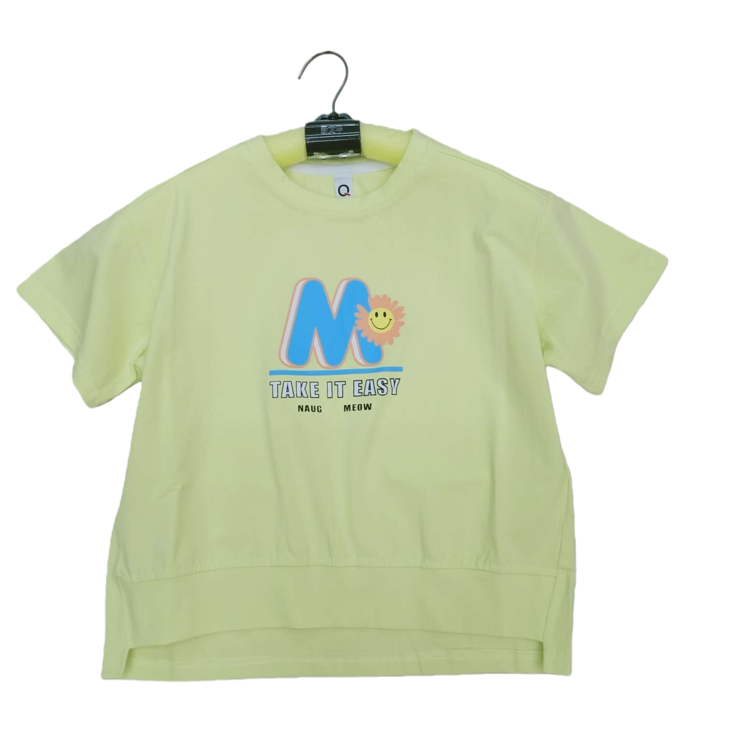 Light yellow pure cotton short-sleeved T-shirt, a casual and versatile top for both men and women Item Picture