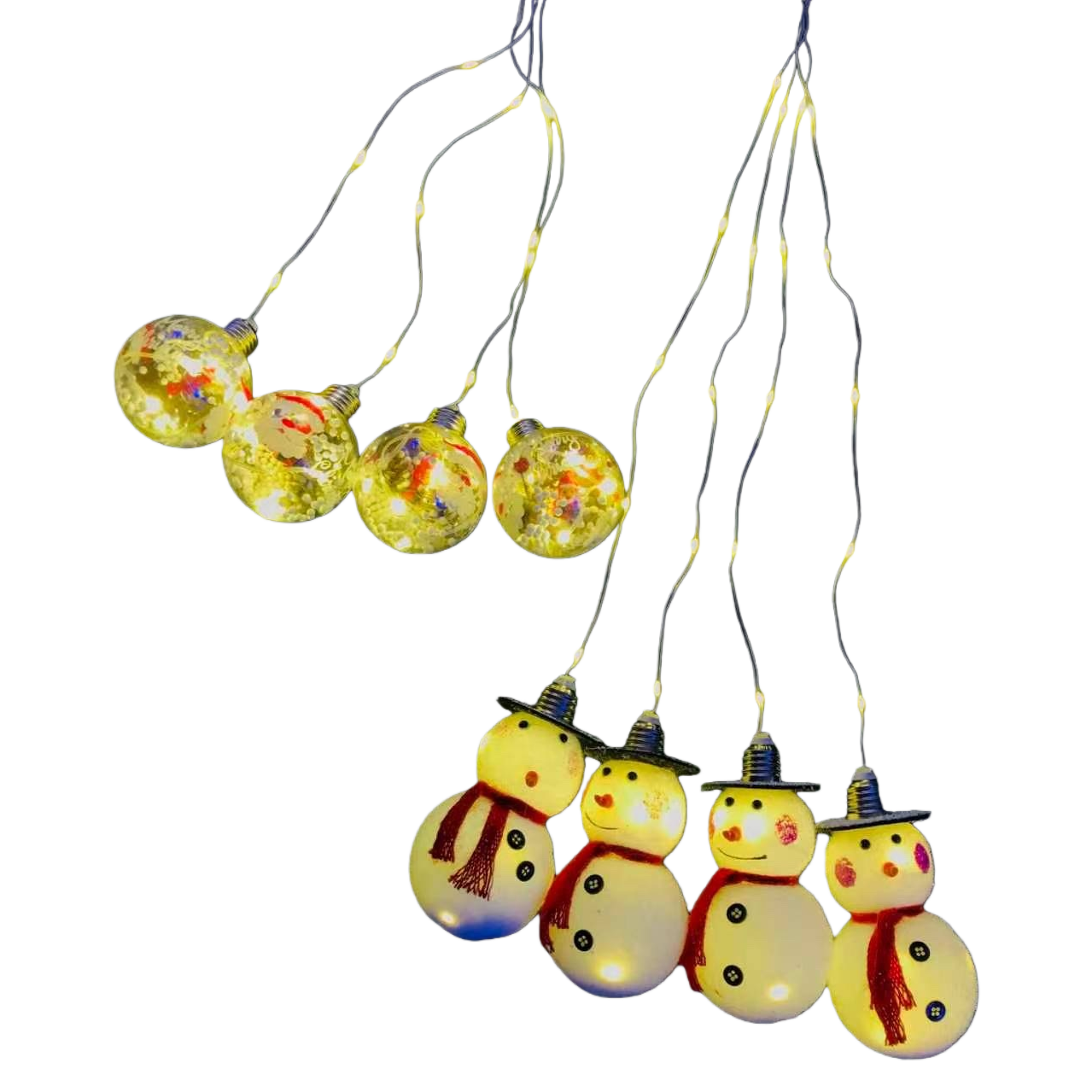 Festival decorative lights, snowman and colorful ball light strings, warm white LED waterproof, suitable for both outdoor and indoor use Item Picture