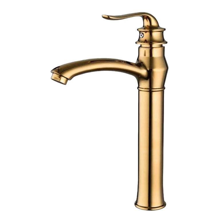 Golden faucet, thickened all-copper and gold-plated kitchen pull-out hot and cold water faucet Item Picture