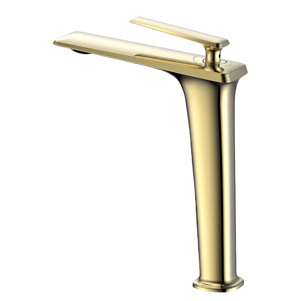 The golden all-copper kitchen faucet is a pull-out cold and hot water faucet that is resistant to scalding and durable Item Picture