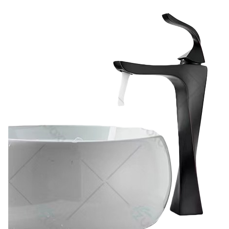 Black faucet, all-copper thickened anti-rust kitchen pull-out cold and hot water faucet Item Picture