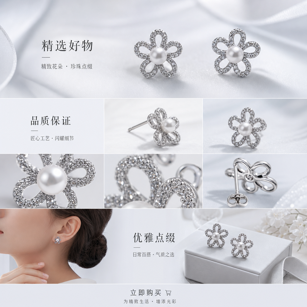 Flower-shaped ear studs are fashionable and simple earrings that are versatile for ladies pic 1